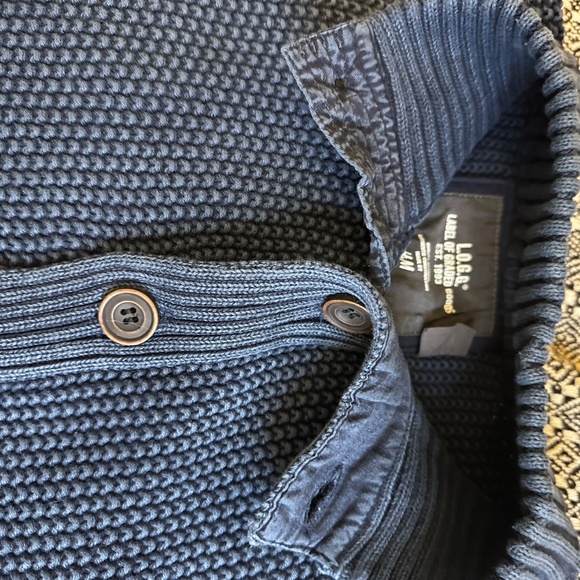 H&M L.O.G.G. Men’s Shawl Collar Sweater Size M – Blue Knit Pullover - Picture 5 of 5